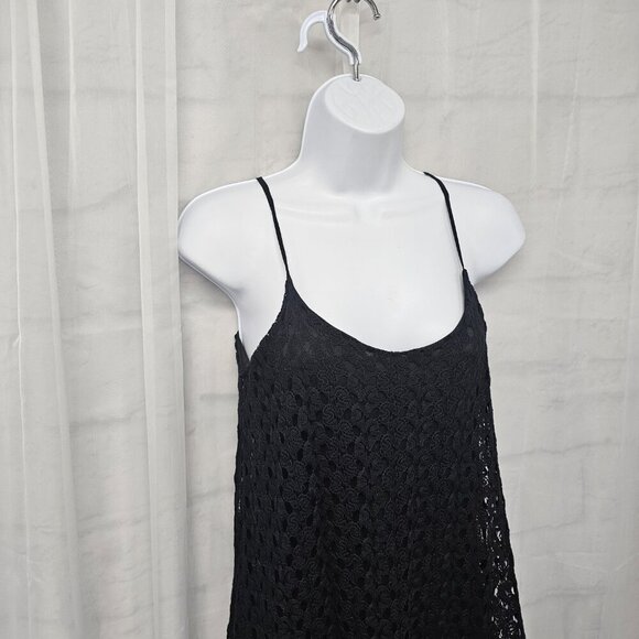 MmMmMm Black Crochet Lace Tunic Tank Boho Goth Fairy S - Picture 3 of 10